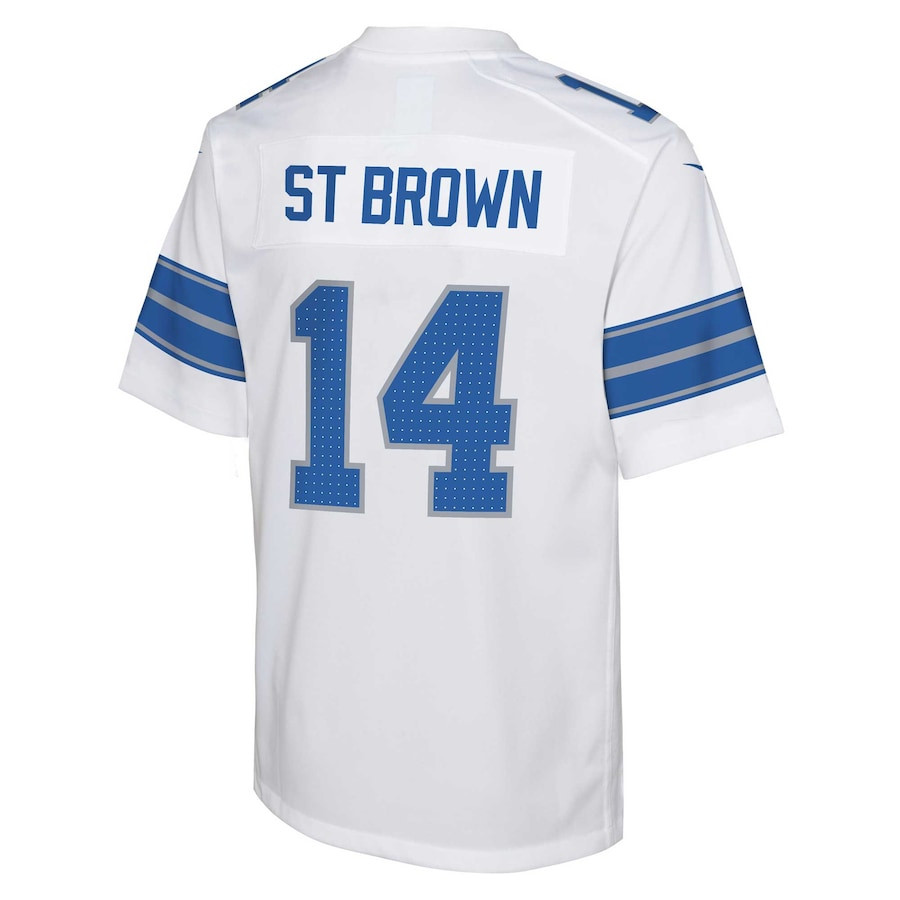 Amon-Ra St. Brown 14 Detroit Lions Player Game YOUTH Jersey - White JS2047 Saliibo - Image 3