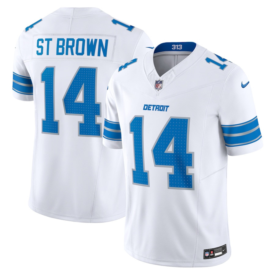 Amon-Ra St. Brown 14 Detroit Lions Vapor F.U.S.E. Limited Jersey - White JS7258 Saliibo