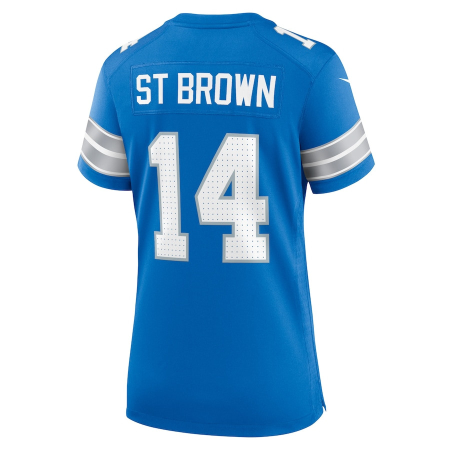 Amon-Ra St. Brown 14 Detroit Lions Women's Team Game Jersey - Blue JS8322 Saliibo - Image 3