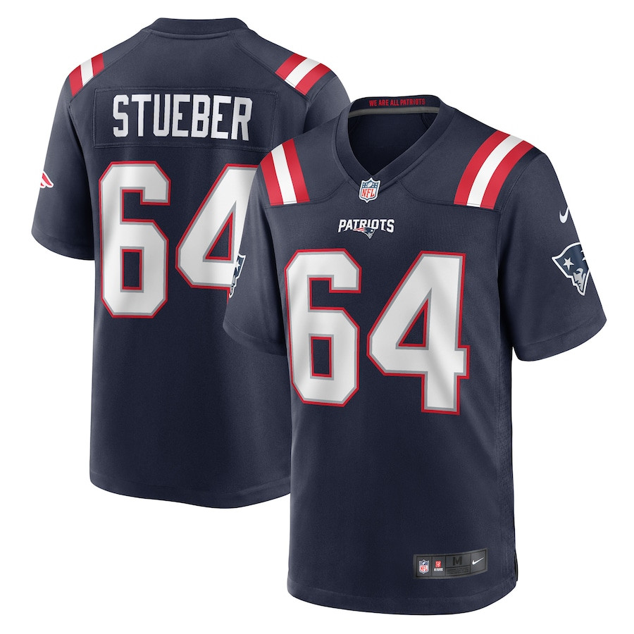 Andrew Stueber 64 New England Patriots Game Men Jersey - Navy JS2759 Saliibo