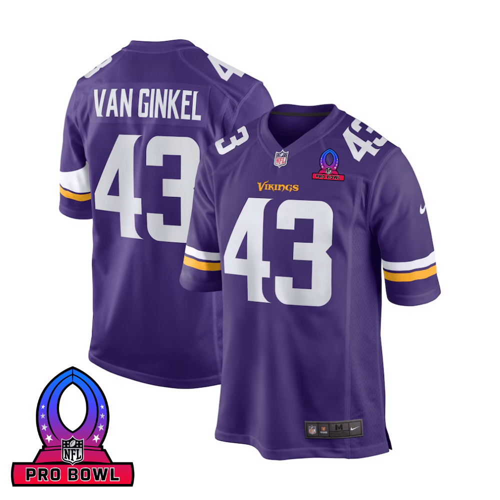 Andrew Van Ginkel 43 Baltimore Ravens 2025 Pro Bowl Patch Game Men Jersey - Purple JS8997 Saliibo