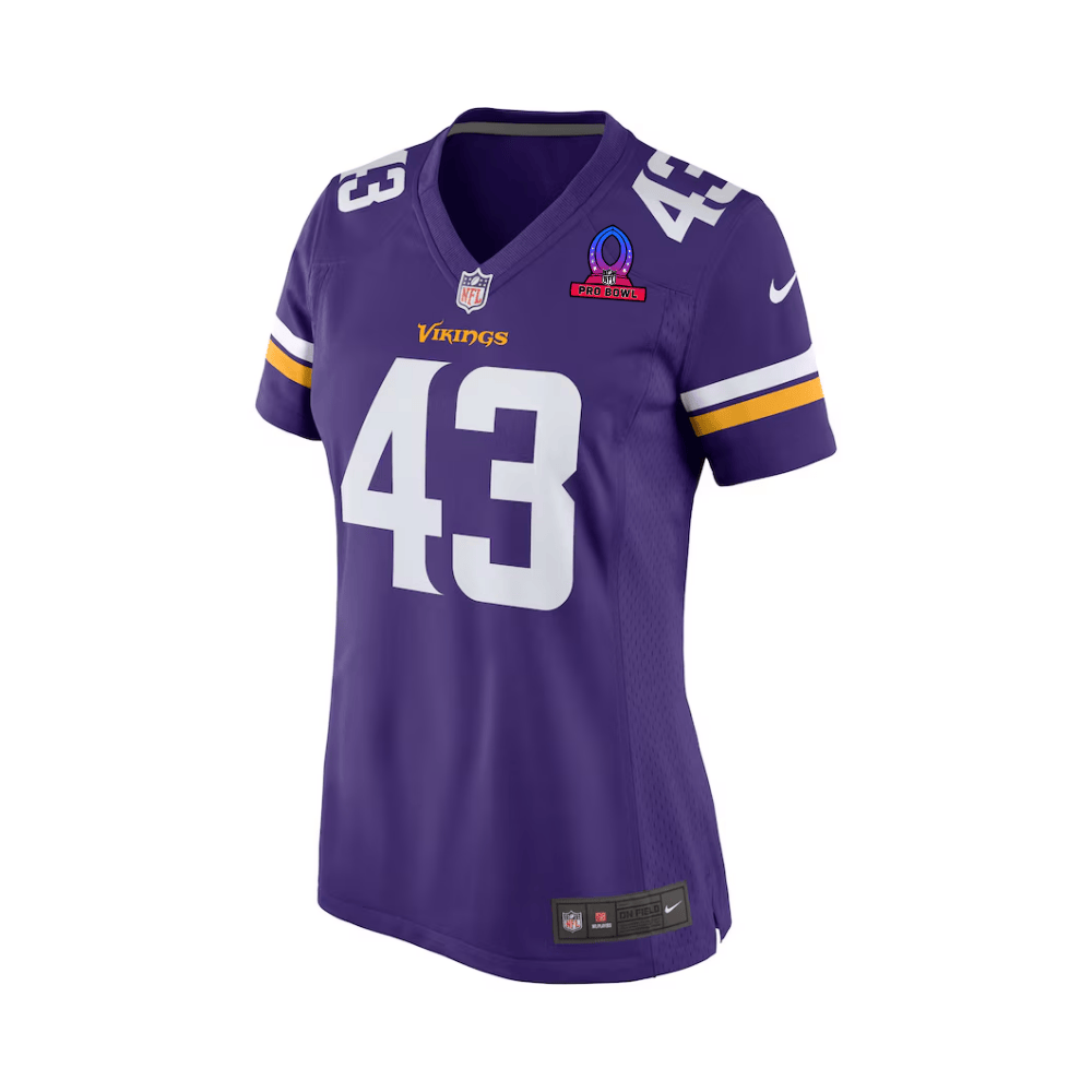 Andrew Van Ginkel 43 Minnesota Vikings 2025 Pro Bowl Patch Women Game Jersey - Purple JS2640 Saliibo - Image 3