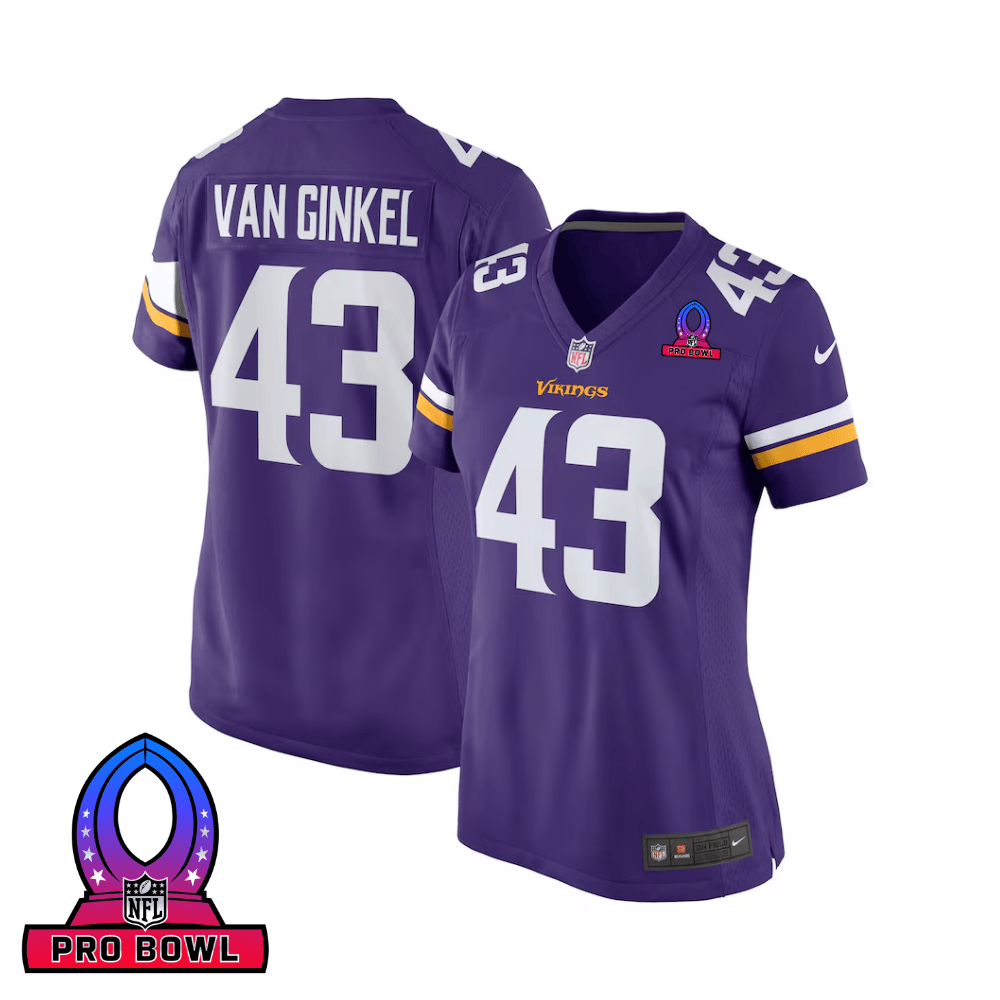 Andrew Van Ginkel 43 Minnesota Vikings 2025 Pro Bowl Patch Women Game Jersey - Purple JS2640 Saliibo