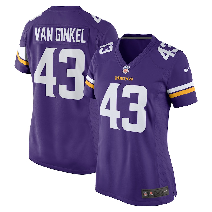 Andrew Van Ginkel 43 Minnesota Vikings Team Game Women Jersey - Purple JS2284 Saliibo