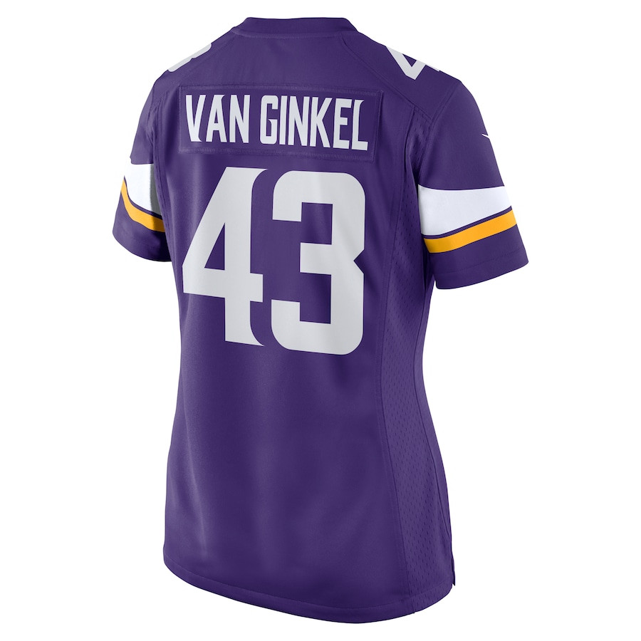 Andrew Van Ginkel 43 Minnesota Vikings Team Game Women Jersey - Purple JS2284 Saliibo - Image 3