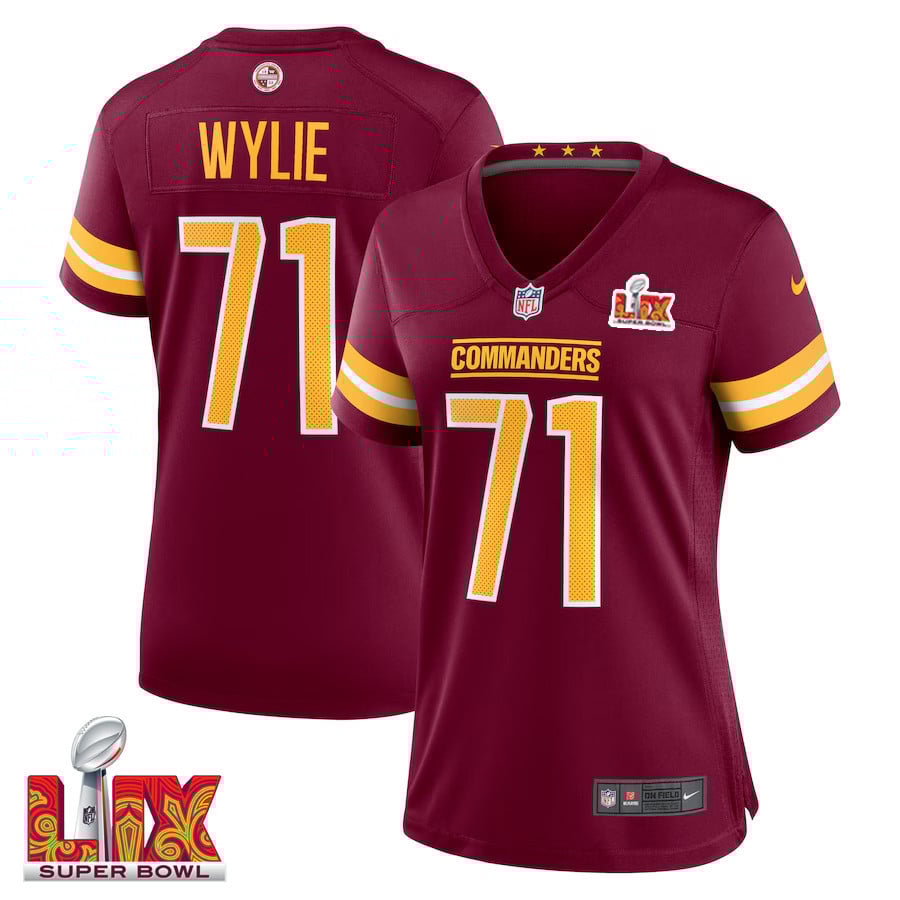 Andrew Wylie #71 Washington Commanders Super Bowl LIX Women's Jersey - Burgundy JS5549 Saliibo