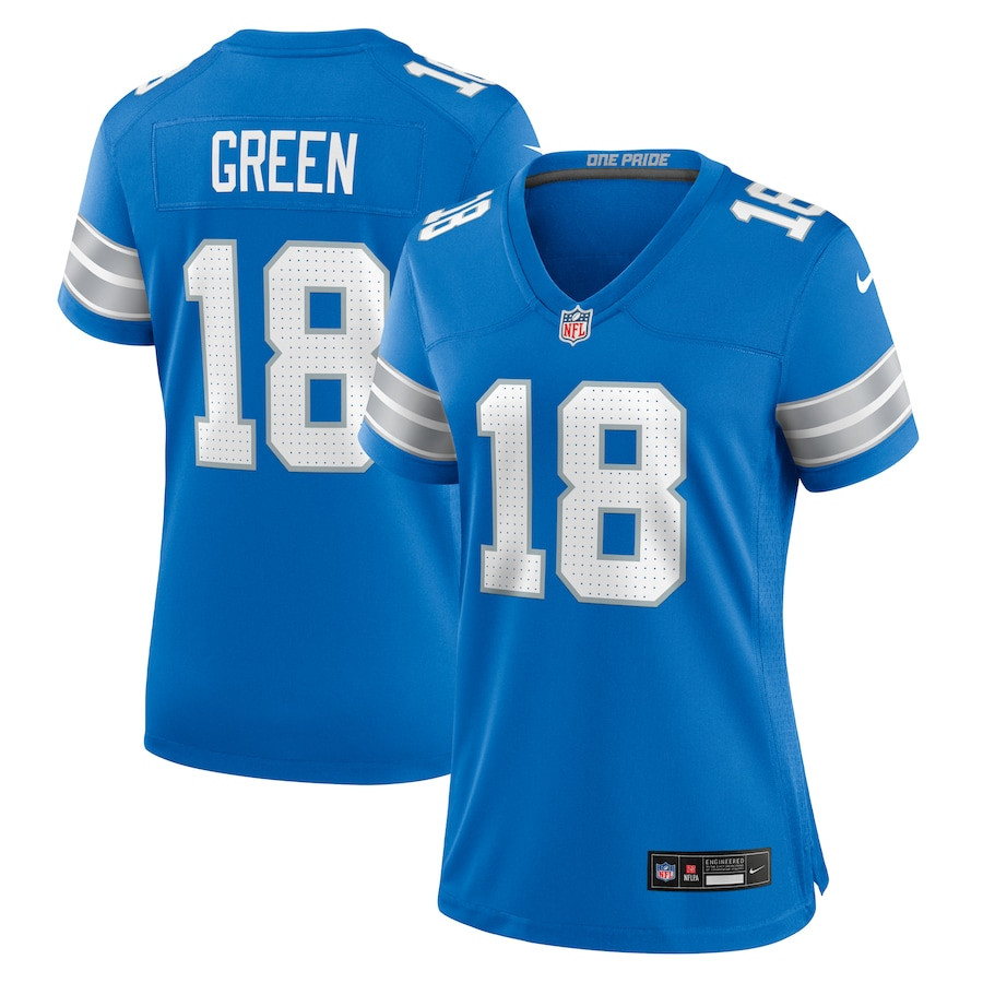 Antoine Green 18 Detroit Lions Women's Team Game Jersey - Blue JS8353 Saliibo