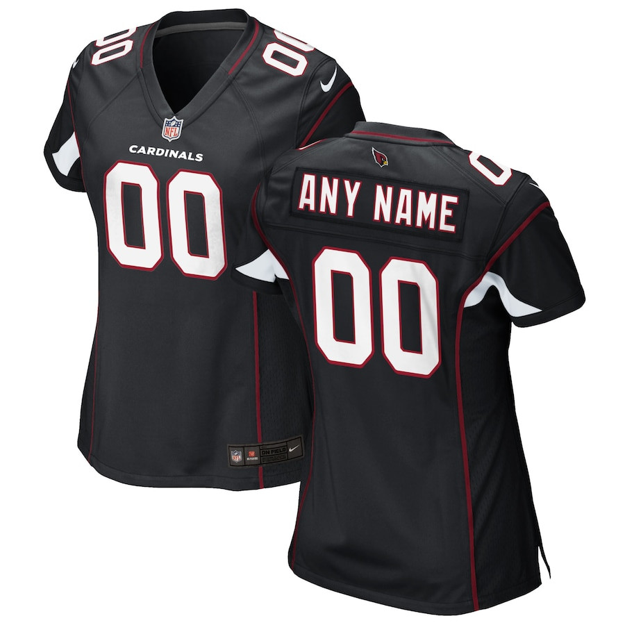 Arizona Cardinals Women Alternate Custom Game Jersey - Black JS8964 Saliibo