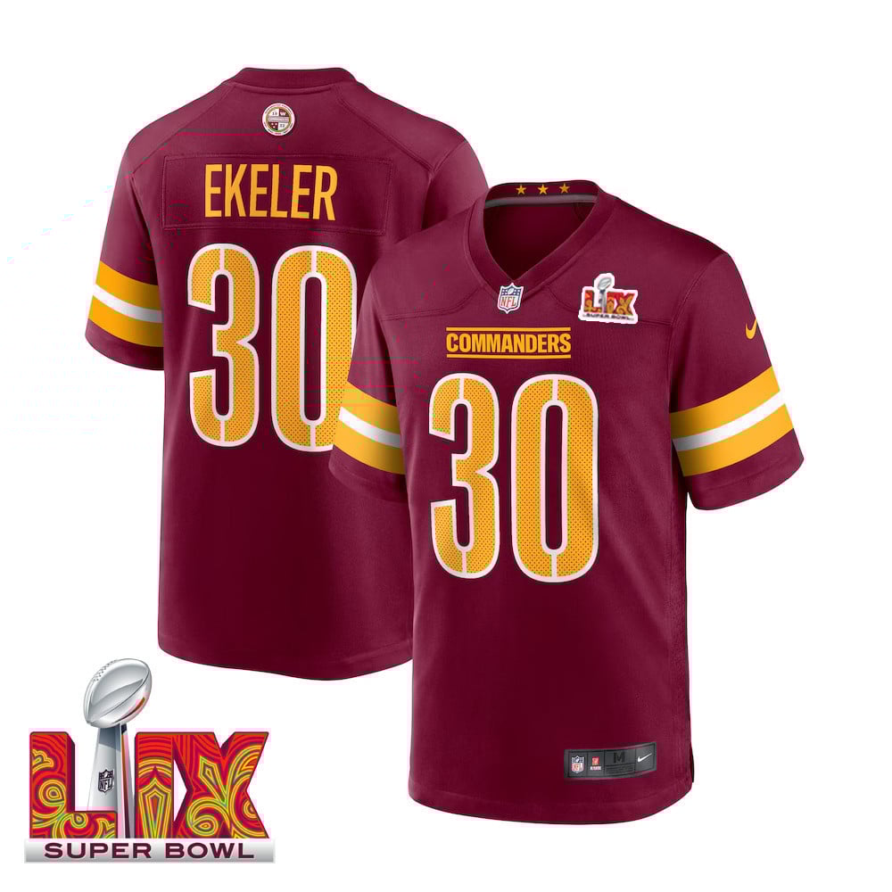 Austin Ekeler #30 Washington Commanders Super Bowl LIX Jersey - Men's - Burgundy JS1151 Saliibo