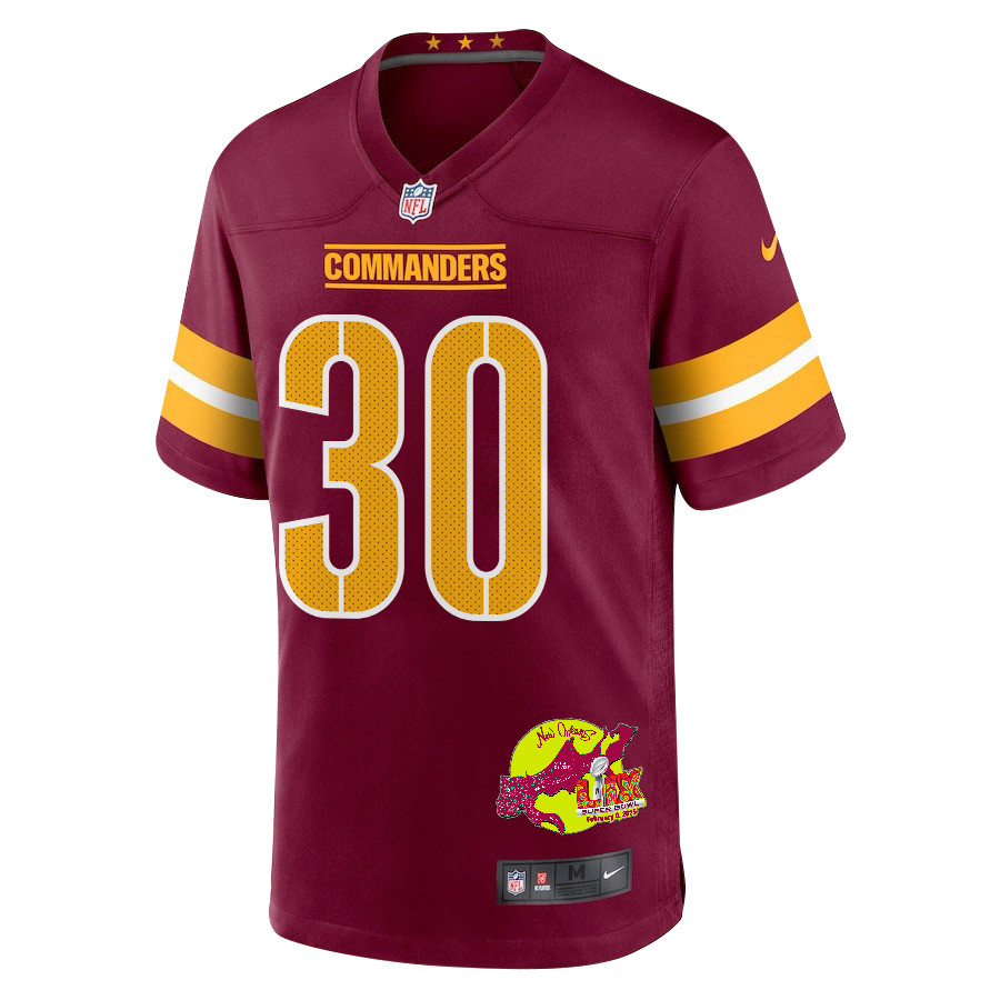 Austin Ekeler 30 Washington Commanders Super Bowl LIX New Orleans Patch Game Men Jersey - Burgundy JS1807 Saliibo - Image 3