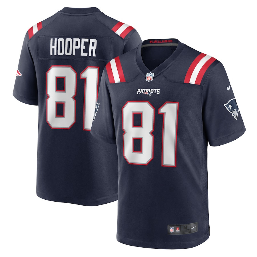 Austin Hooper 81 New England Patriots Team Game Men Jersey - Navy JS5018 Saliibo