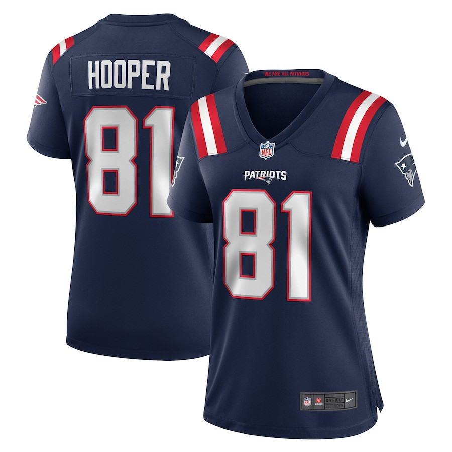 Austin Hooper 81 New England Patriots Women's Team Game Jersey - Navy JS9853 Saliibo