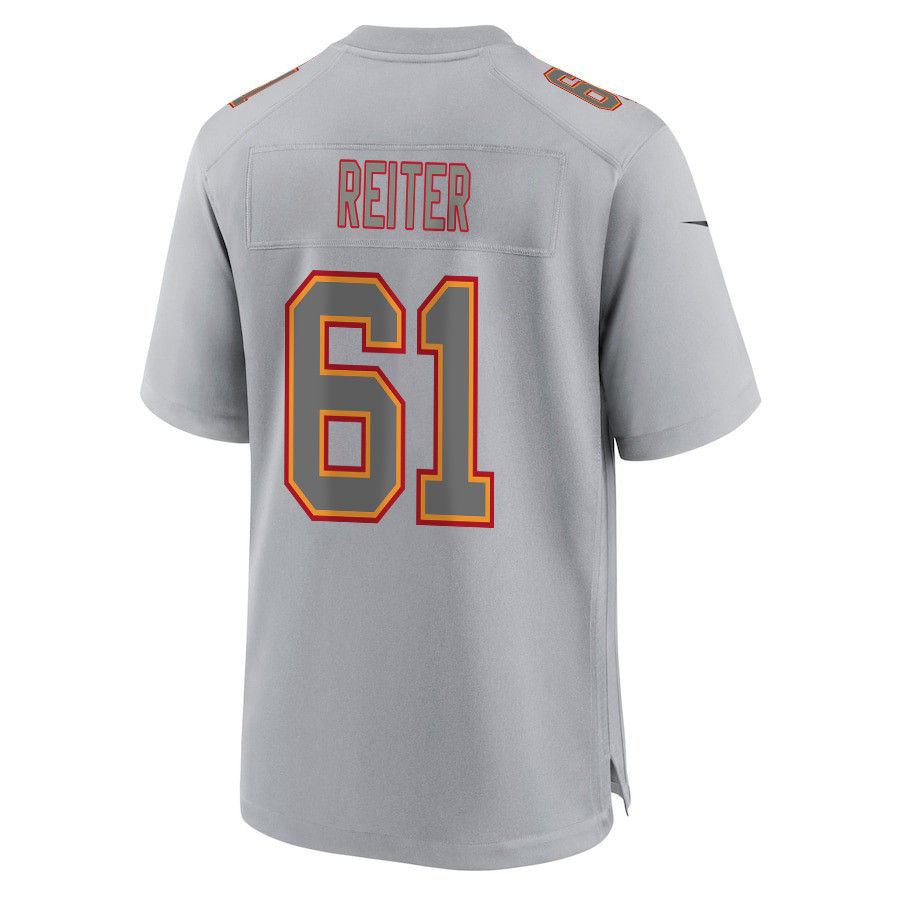 Austin Reiter 61 Kansas City Chiefs Super Bowl LVIII Champions 4 Stars Patch Atmosphere Fashion Game Men Jersey - Gray JS2109 Saliibo - Image 3