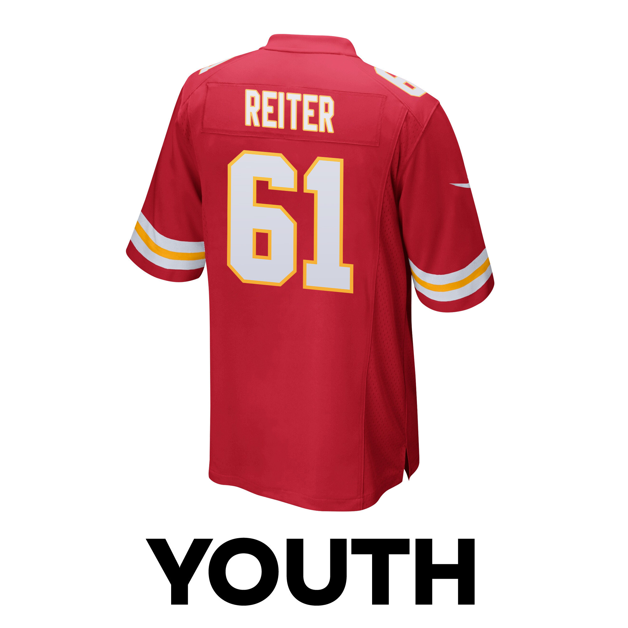 Austin Reiter 61 Kansas City Chiefs Super Bowl LVIII Champions 4 Stars Patch Game YOUTH Jersey - Red JS6639 Saliibo - Image 3