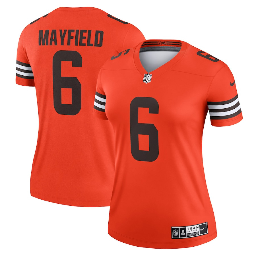 Baker Mayfield 6 Cleveland Browns Women Inverted Legend Jersey - Orange JS6128 Saliibo