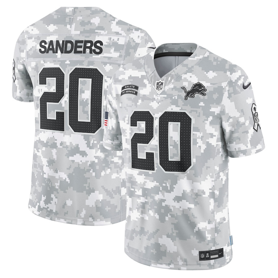 Barry Sanders 20 Detroit Lions 2024 Salute to Service Retired Player Limited Men Jersey - Arctic Camo JS5423 Saliibo