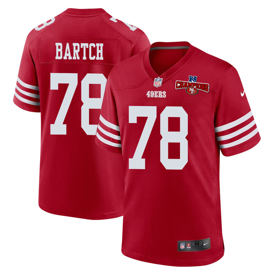 Ben Bartch 78 San Francisco 49ers NFC Champions Patch Game Men Jersey - Scarlet JS8784 Saliibo