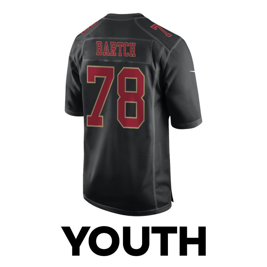 Ben Bartch 78 San Francisco 49ers Super Bowl LVIII Patch Fashion Game YOUTH Jersey - Carbon Black JS1328 Saliibo - Image 3