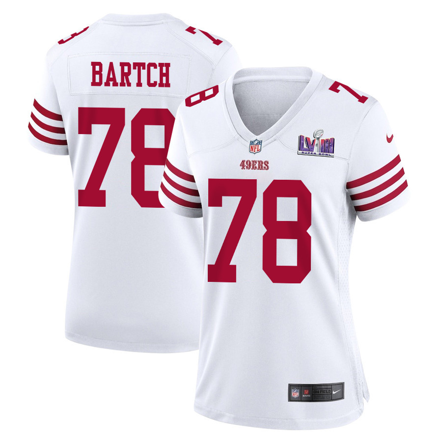 Ben Bartch 78 San Francisco 49ers Super Bowl LVIII Patch Game Women Jersey - White JS4551 Saliibo