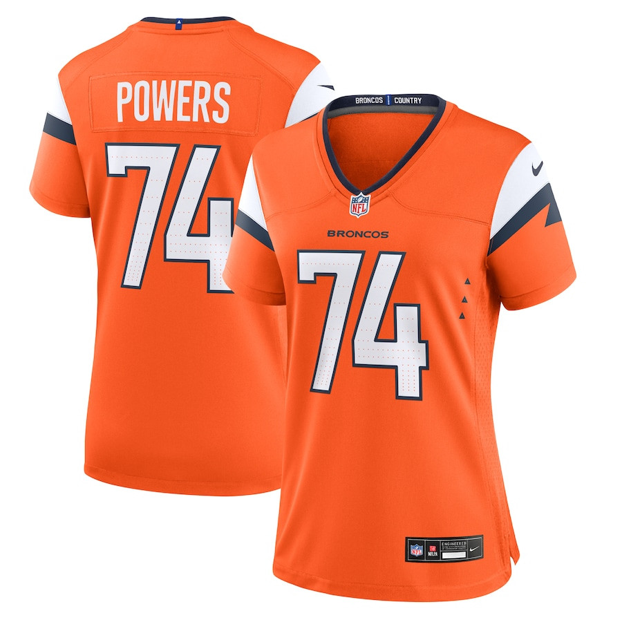 Ben Powers 74 Denver Broncos Women's Team Game Jersey - Orange JS4585 Saliibo