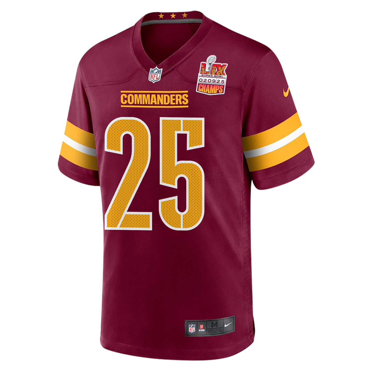 Benjamin St-Juste 25 Washington Commanders Super Bowl LIX Champions Patch Game Men Jersey - Burgundy JS9614 Saliibo - Image 3