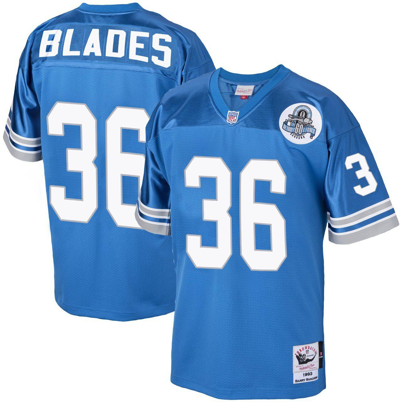 Bennie Blades 36 Detroit Lions 1993 Throwback Men Game Jersey - Blue JS8372 Saliibo