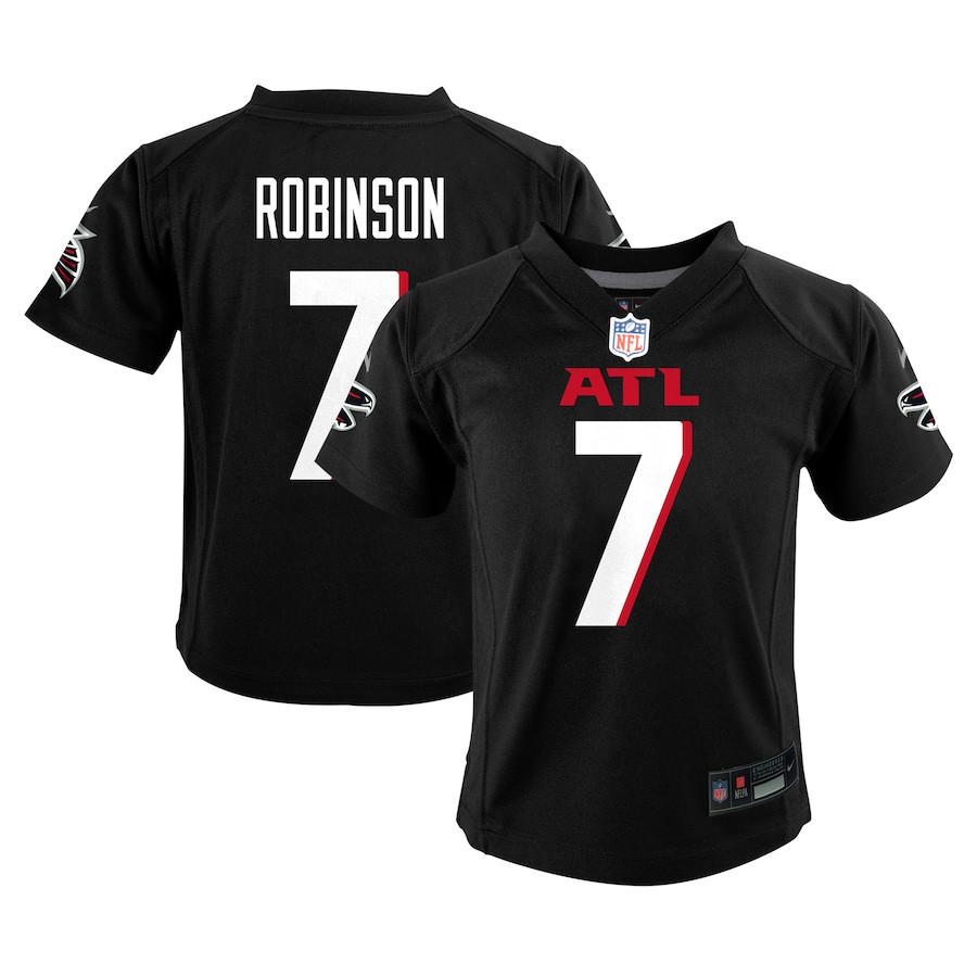 Bijan Robinson 7 Atlanta Falcons Team Player Game YOUTH Jersey - Black JS1259 Saliibo