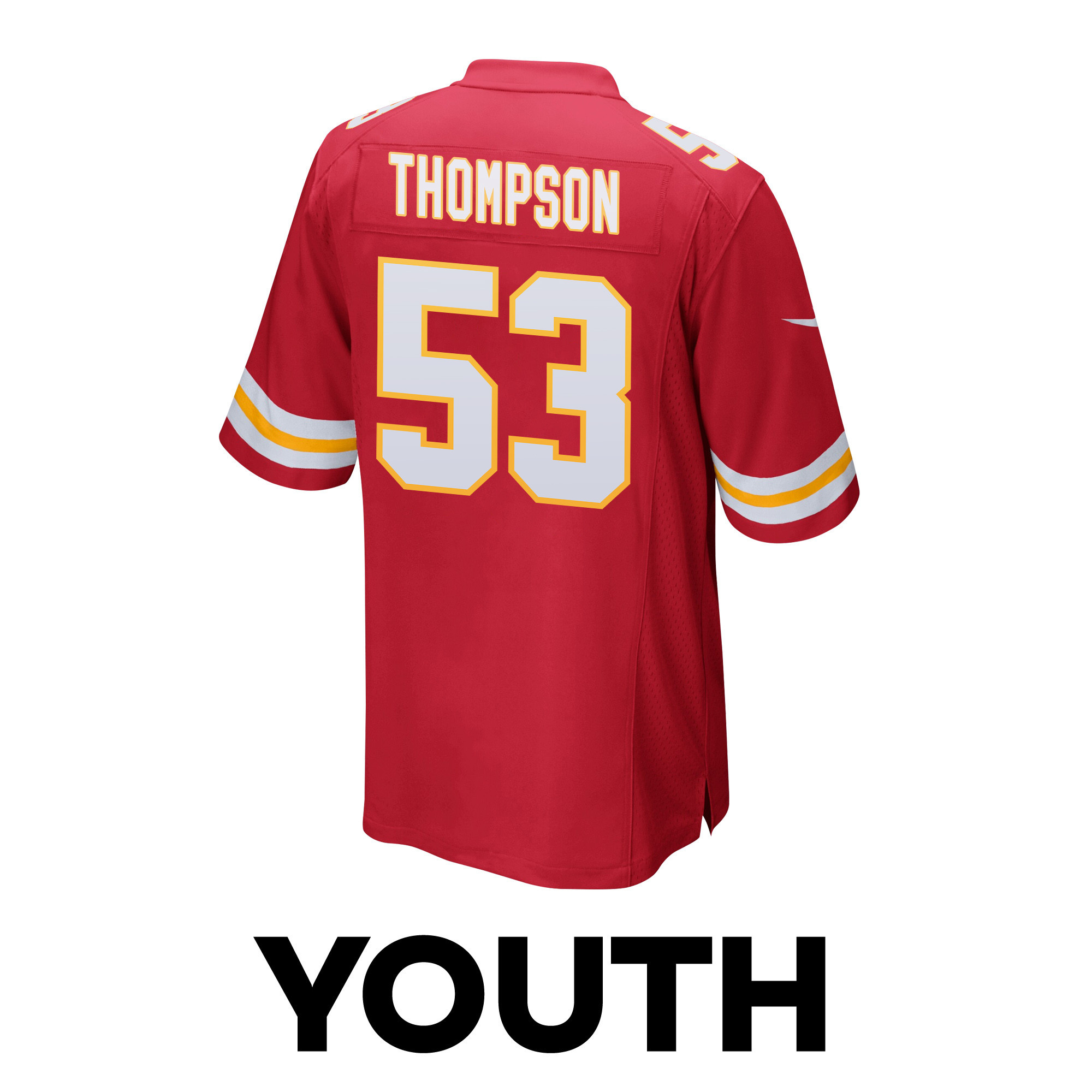 BJ Thompson 53 Kansas City Chiefs Super Bowl LVIII Patch Game YOUTH Jersey - Red JS6865 Saliibo - Image 3
