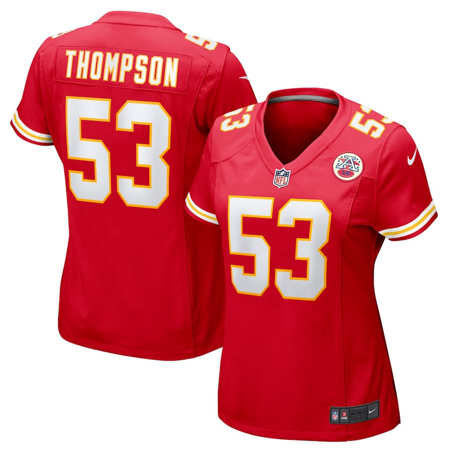 BJ Thompson 53 Kansas City Chiefs Women's Game Jersey - Red JS6857 Saliibo