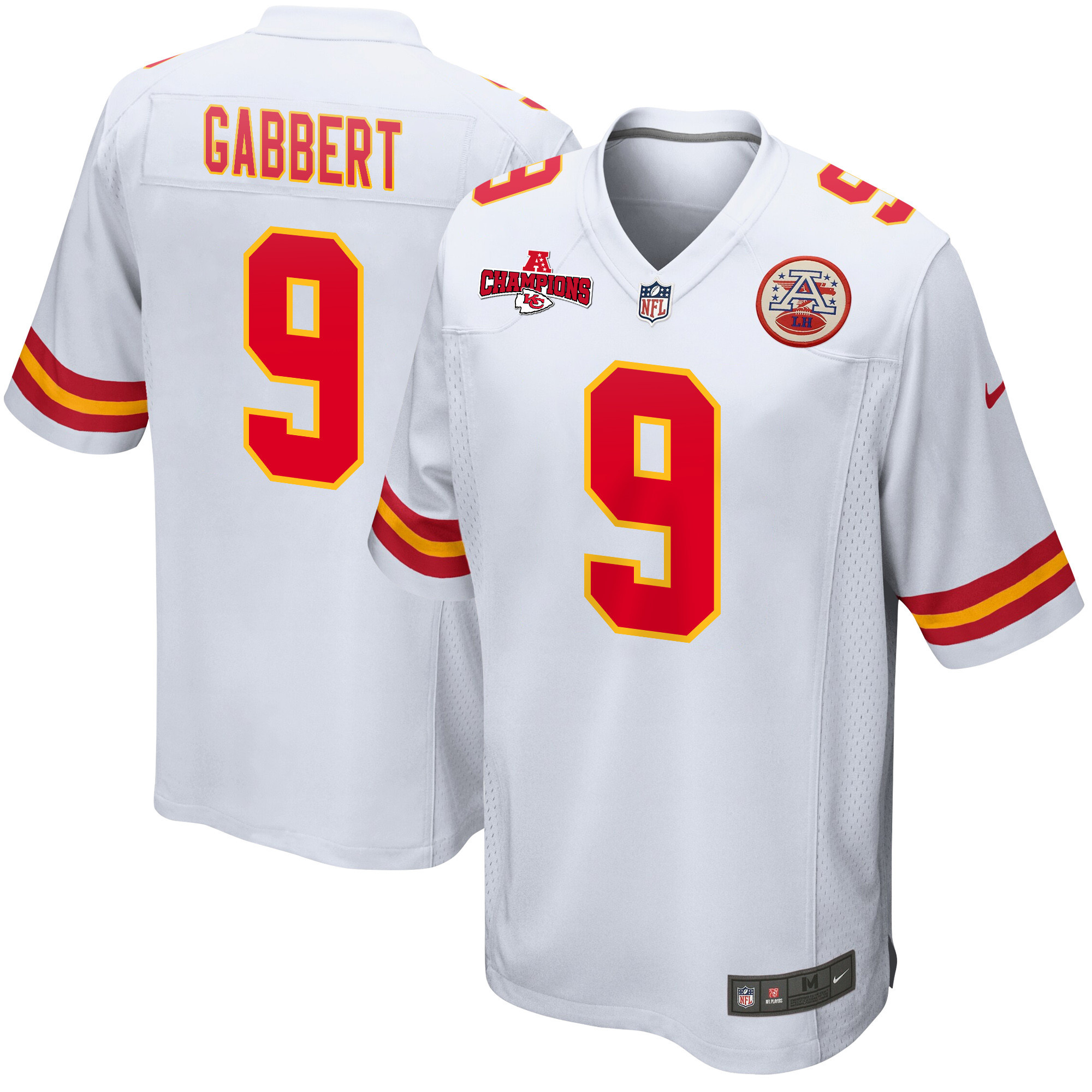 Blaine Gabbert 9 Kansas City Chiefs AFC Champions Patch Game Men Jersey - White JS1816 Saliibo