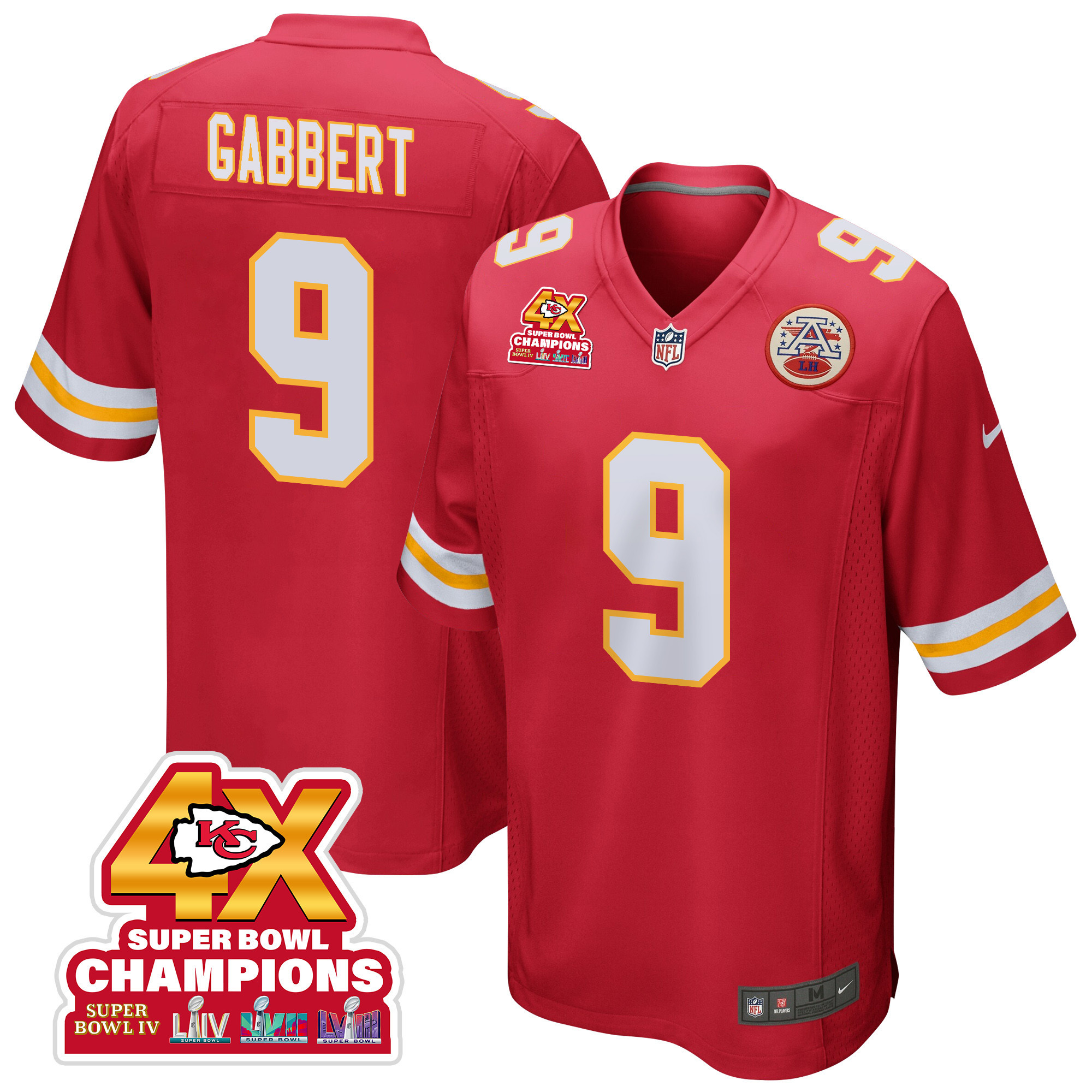 Blaine Gabbert 9 Kansas City Chiefs Super Bowl LVIII Champions 4X Game Men Jersey - Red JS6589 Saliibo