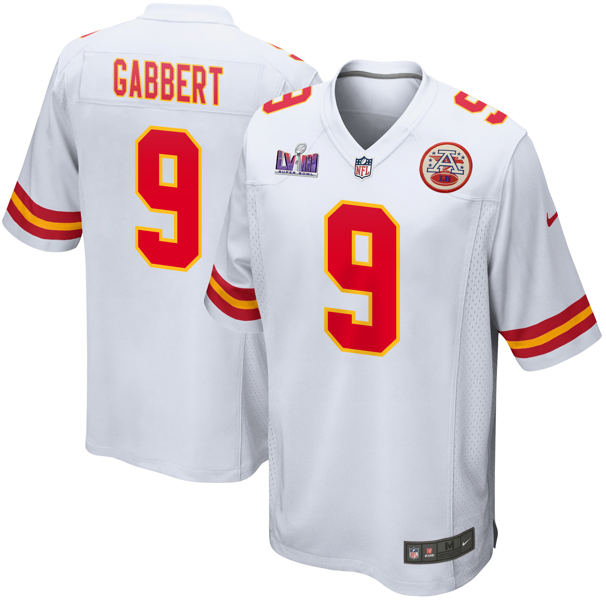 Blaine Gabbert 9 Kansas City Chiefs Super Bowl LVIII Patch Game Men Jersey - White JS6880 Saliibo