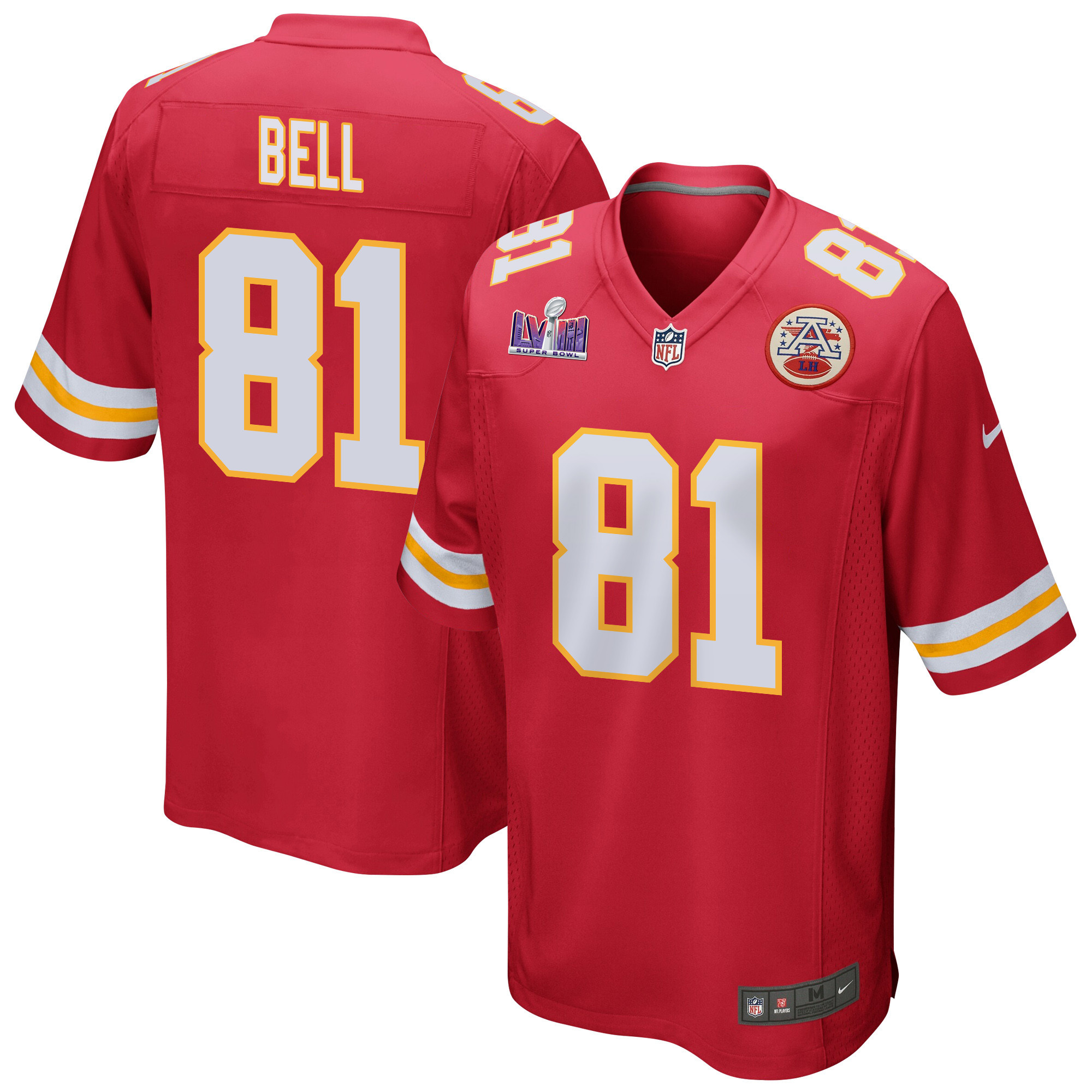 Blake Bell 81 Kansas City Chiefs Super Bowl LVIII Patch Game Men Jersey - Red JS1966 Saliibo