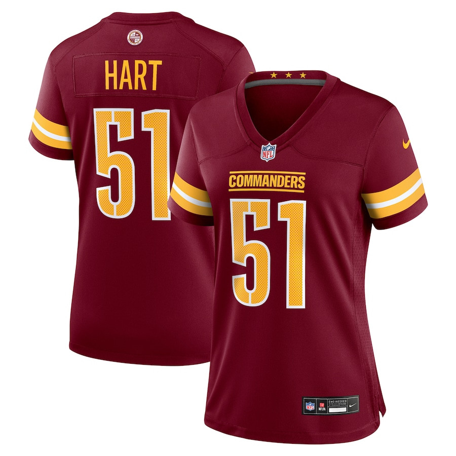 Bobby Hart 51 Washington Commanders Women's Game Jersey - Burgundy JS1668 Saliibo