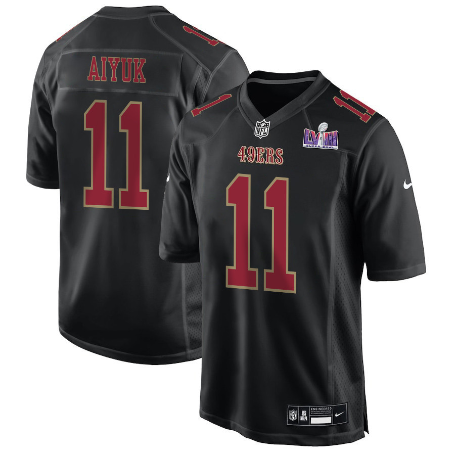 Brandon Aiyuk 11 San Francisco 49ers Super Bowl LVIII Patch Fashion Game Men Jersey - Carbon Black JS8821 Saliibo