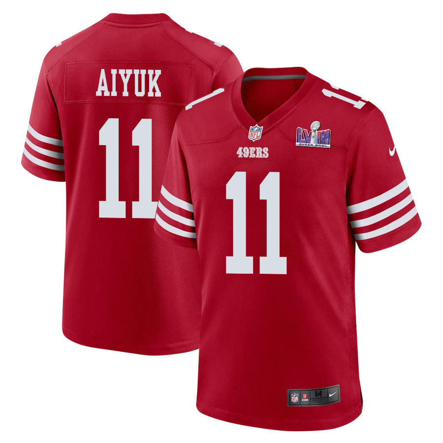 Brandon Aiyuk 11 San Francisco 49ers Super Bowl LVIII Patch Game Men Jersey - Scarlet JS7552 Saliibo