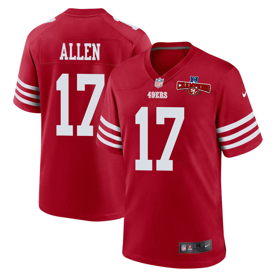 Brandon Allen 17 San Francisco 49ers NFC Champions Patch Game Men Jersey - Scarlet JS3689 Saliibo