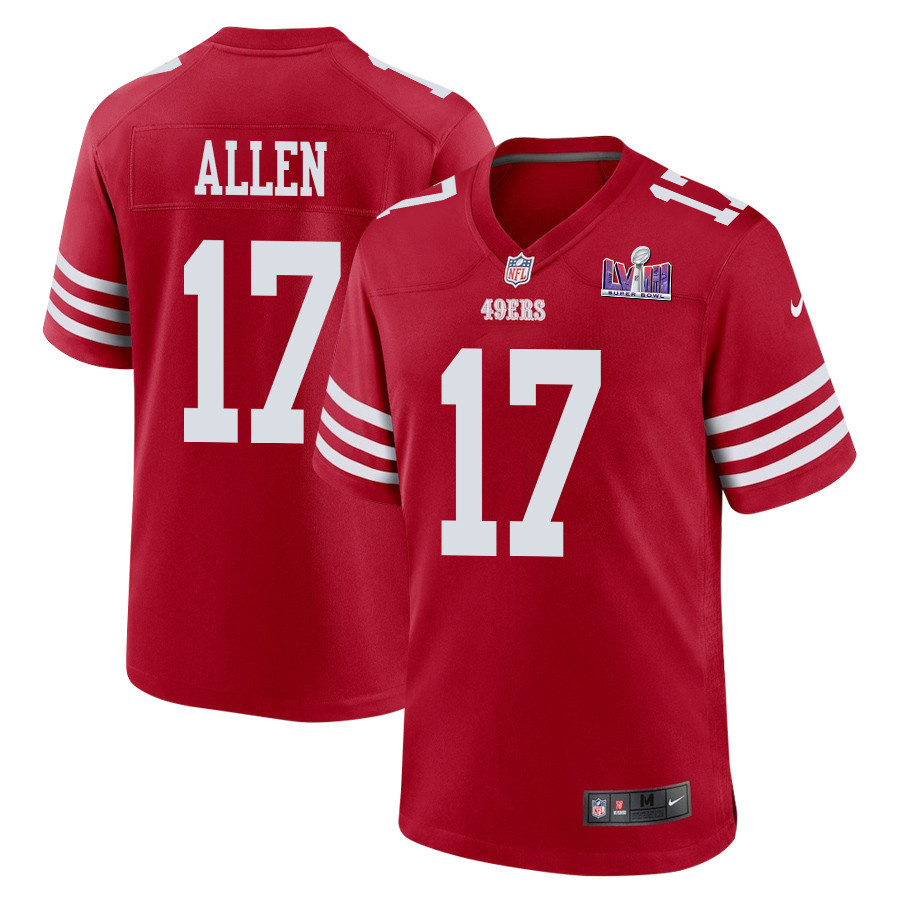 Brandon Allen 17 San Francisco 49ers Super Bowl LVIII Patch Game Men Jersey - Scarlet JS3908 Saliibo