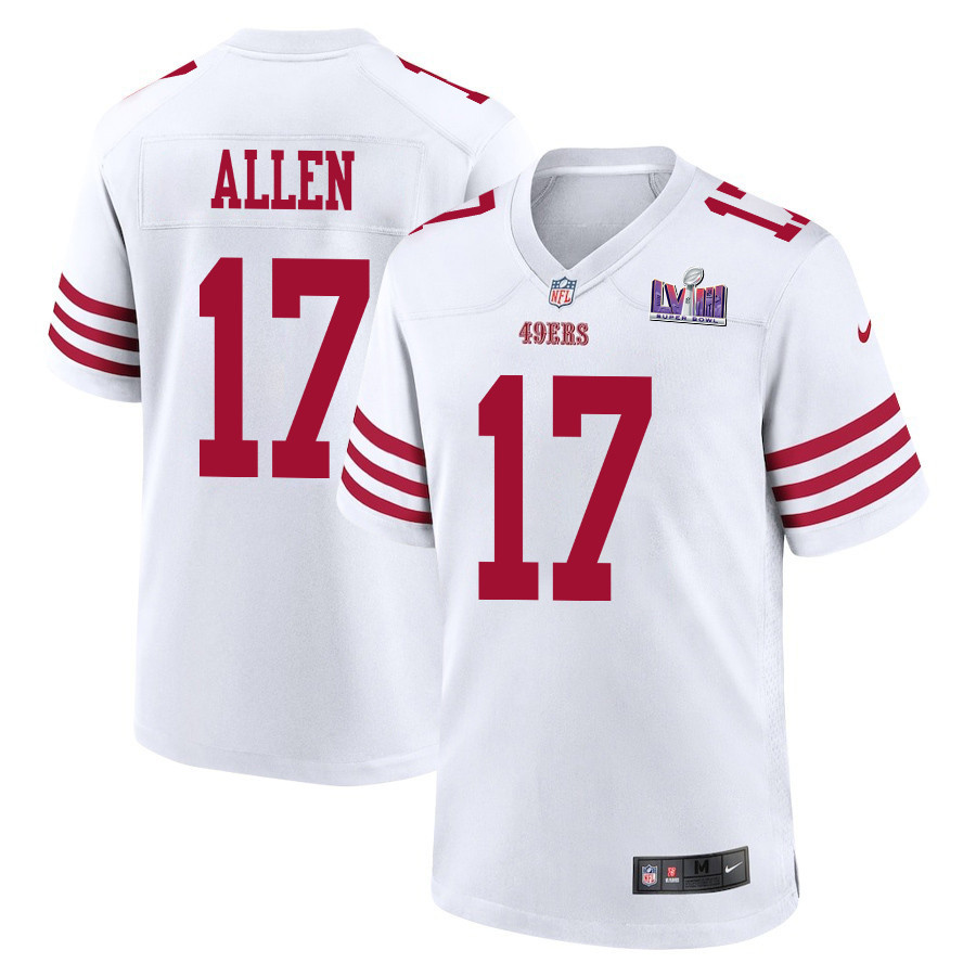Brandon Allen 17 San Francisco 49ers Super Bowl LVIII Patch Game Men Jersey - White JS3510 Saliibo