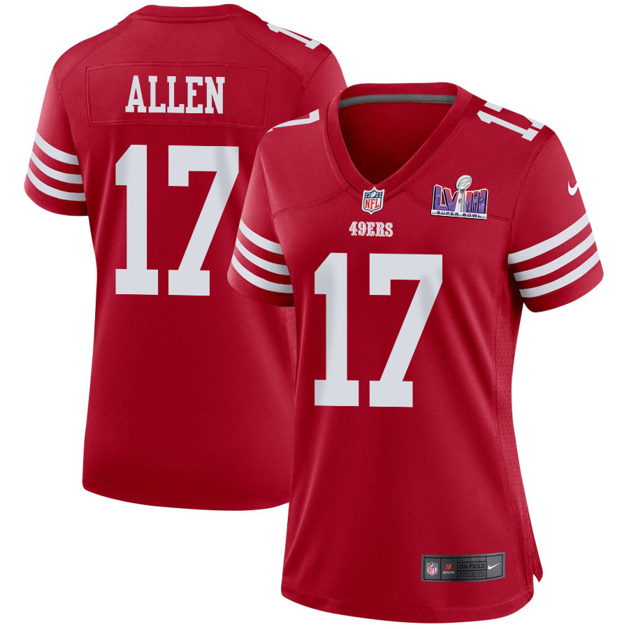 Brandon Allen 17 San Francisco 49ers Super Bowl LVIII Patch Game Women Jersey - Scarlet JS7512 Saliibo