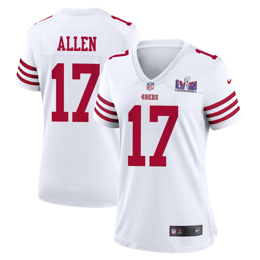Brandon Allen 17 San Francisco 49ers Super Bowl LVIII Patch Game Women Jersey - White JS5899 Saliibo