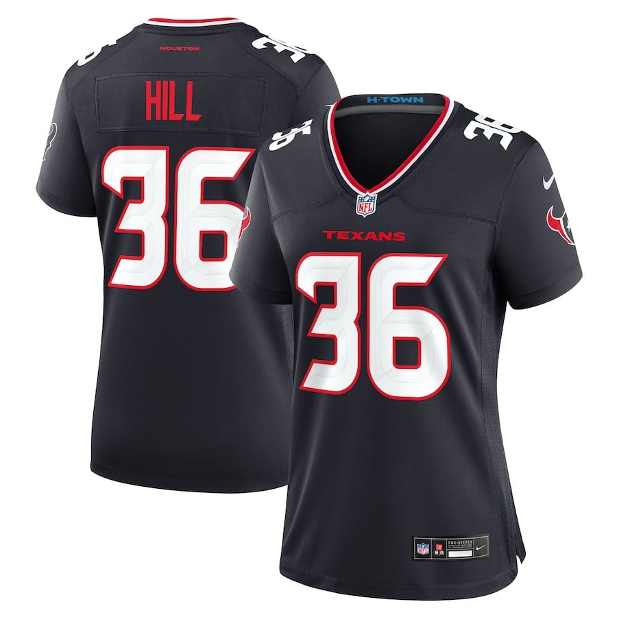 Brandon Hill 36 Houston Texans Women's Team Game Jersey - Navy JS4158 Saliibo
