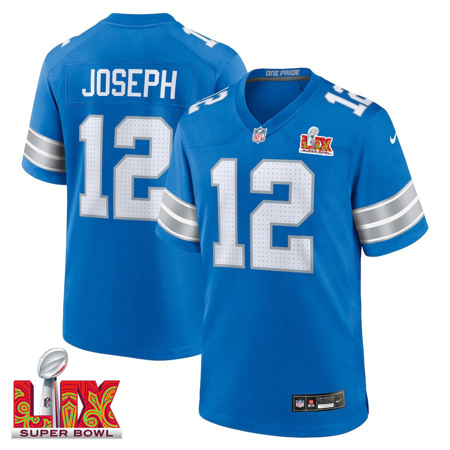 Brandon Joseph #12 Detroit Lions Super Bowl LIX Jersey - Men's - Blue JS9479 Saliibo