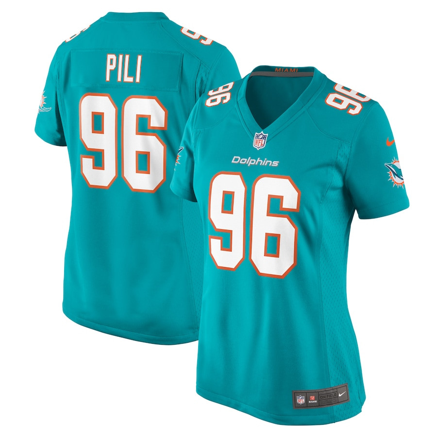 Brandon Pili 96 Miami Dolphins Women's Game Jersey - Aqua JS5848 Saliibo