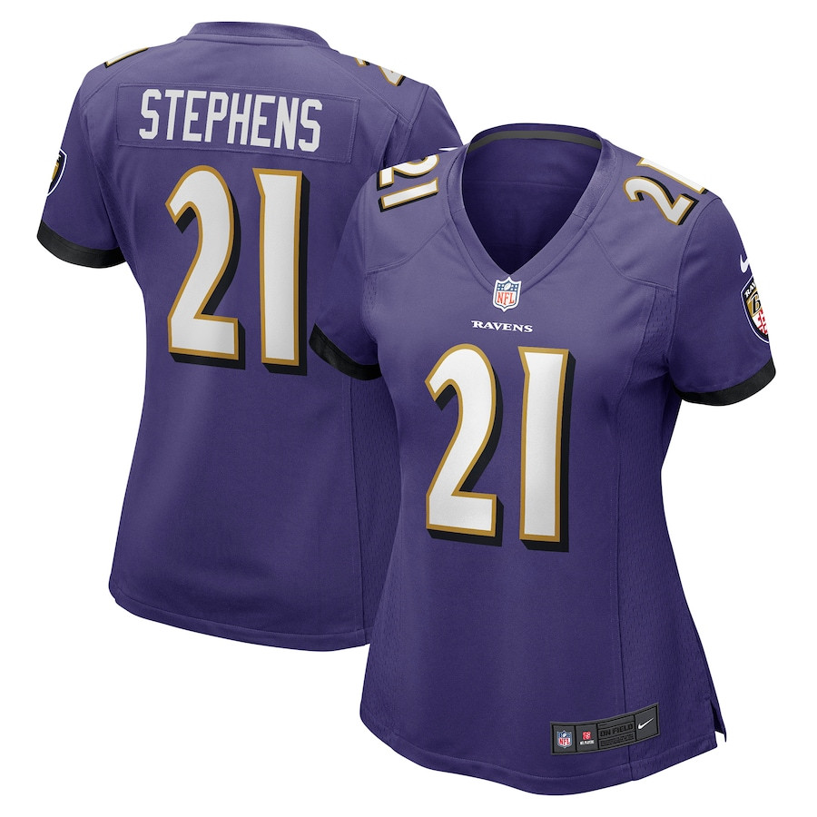 Brandon Stephens 21 Baltimore Ravens Women Game Jersey - Purple JS7826 Saliibo