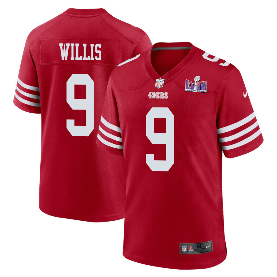Brayden Willis 9 San Francisco 49ers Super Bowl LVIII Patch Game Men Jersey - Scarlet JS5799 Saliibo