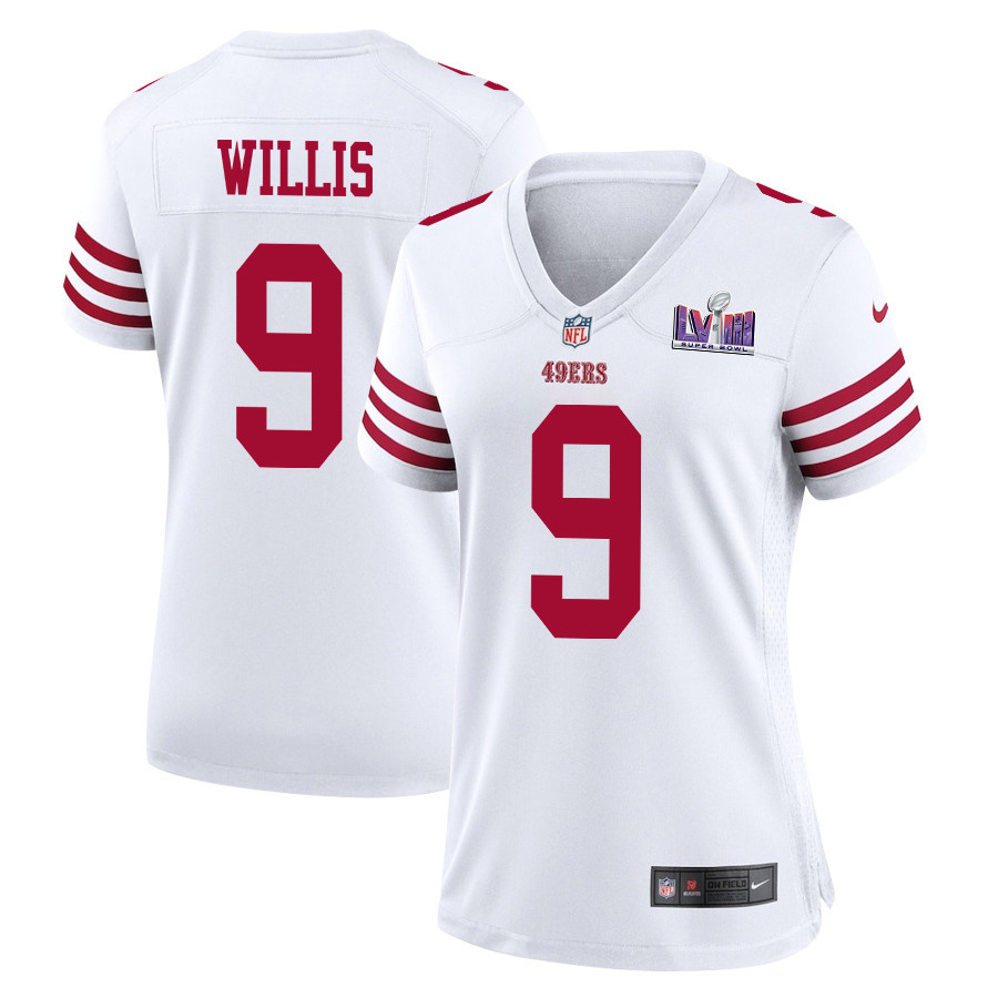 Brayden Willis 9 San Francisco 49ers Super Bowl LVIII Patch Game Women Jersey - White JS1573 Saliibo