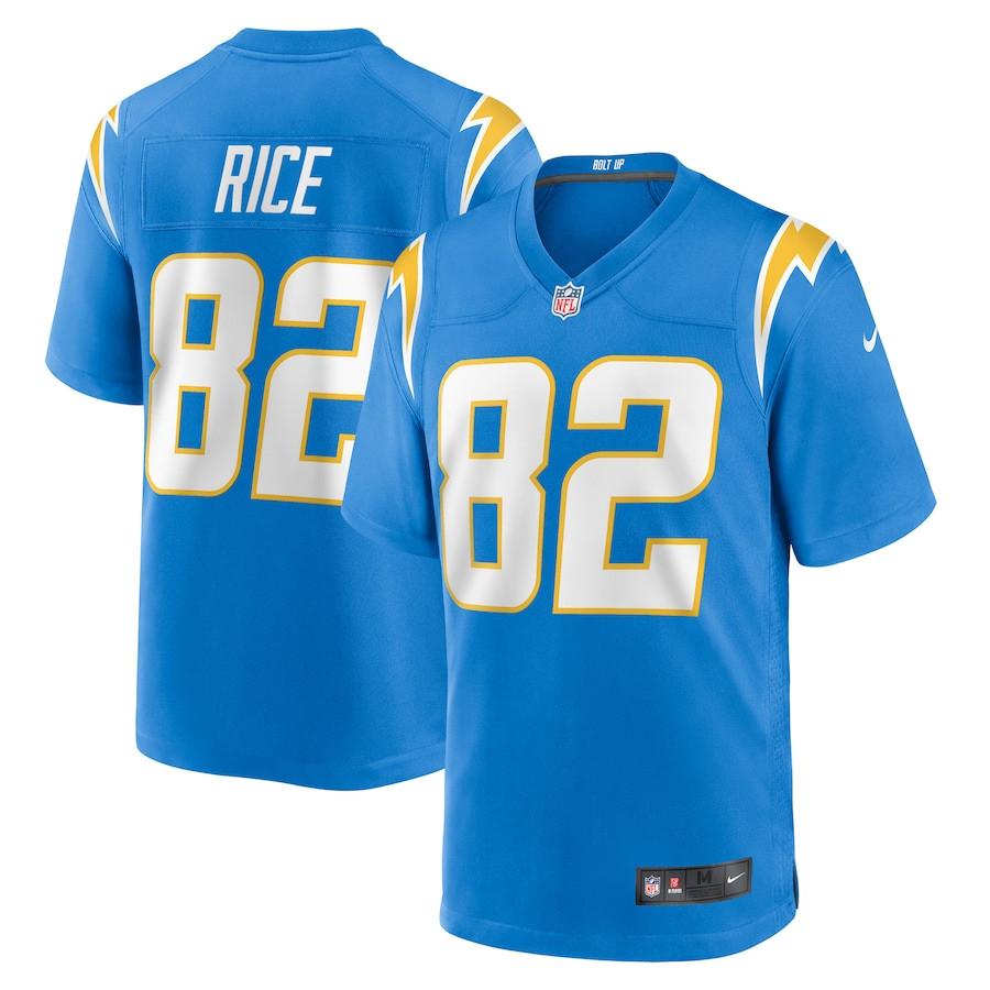 Brenden Rice 82 Los Angeles Chargers Team Game Men Jersey - Powder Blue JS4925 Saliibo