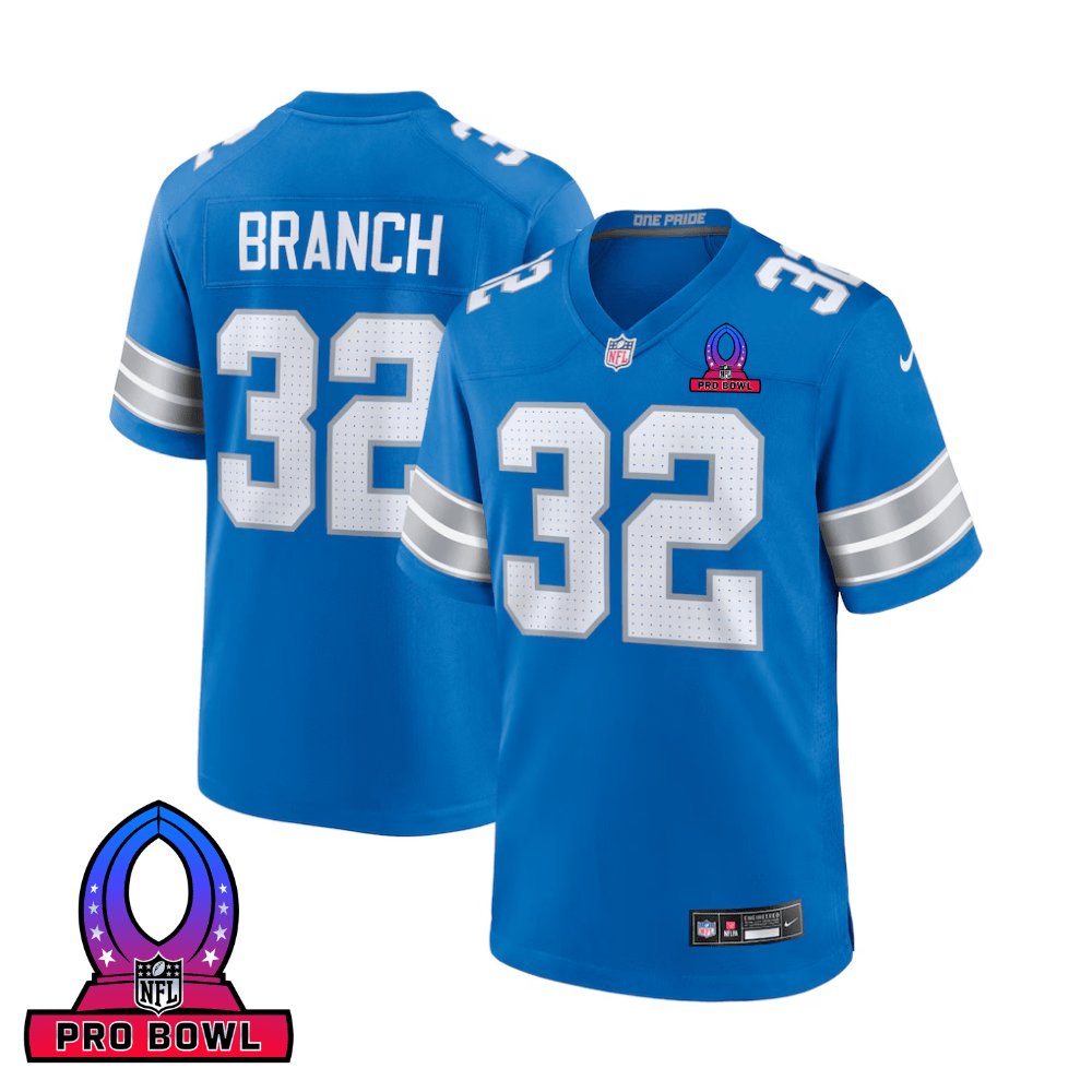Brian Branch 32 Detroit Lions 2025 Pro Bowl Patch Game Men Jersey - Blue JS7856 Saliibo