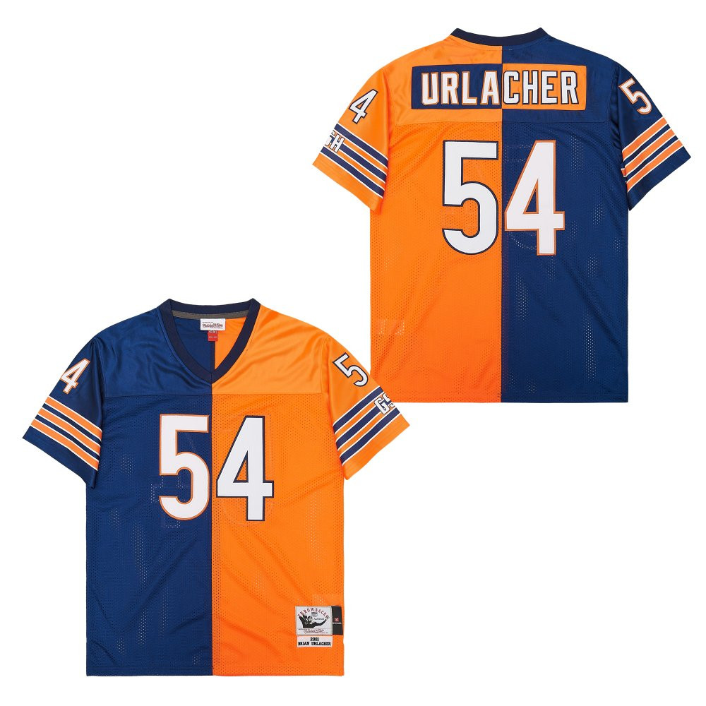 Brian Urlacher 54 Chicago Bears Two-Toned Retro Throwback Men Jersey - Orange/Navy JS2035 Saliibo